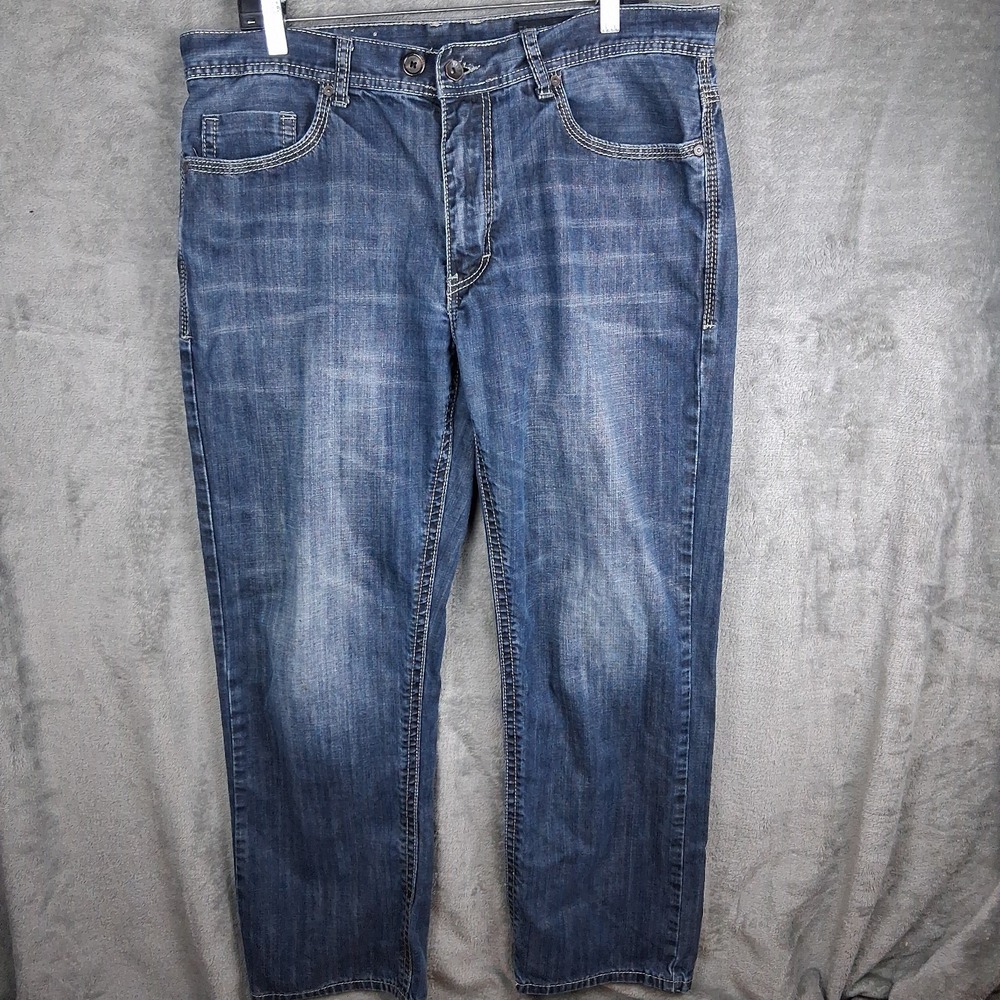 TK Axel Treadwell Relaxed Straight Jeans Men's 36x32 Dark Blue Wash